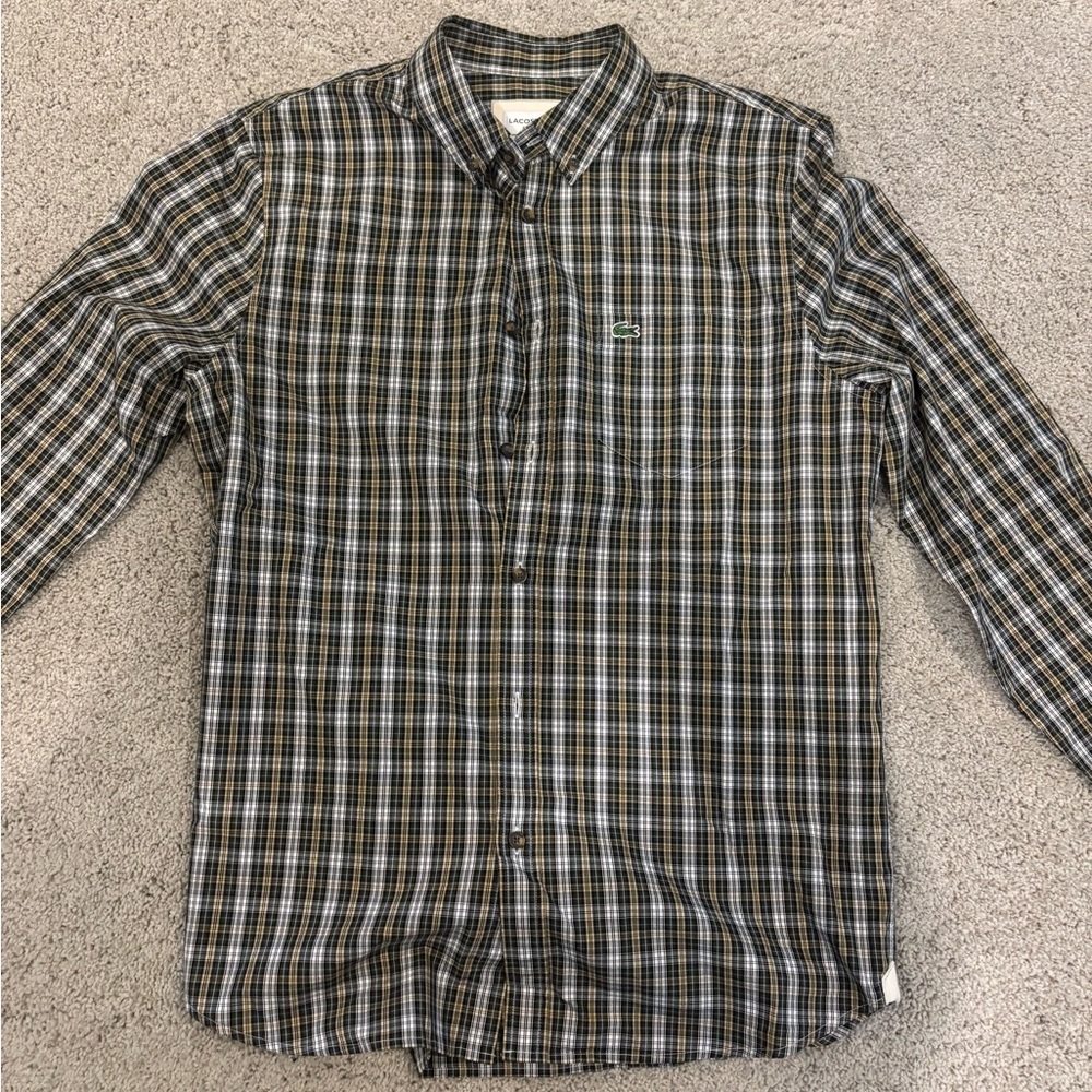 Lacoste Men's Checkered Shirt - Black, White, and Brown